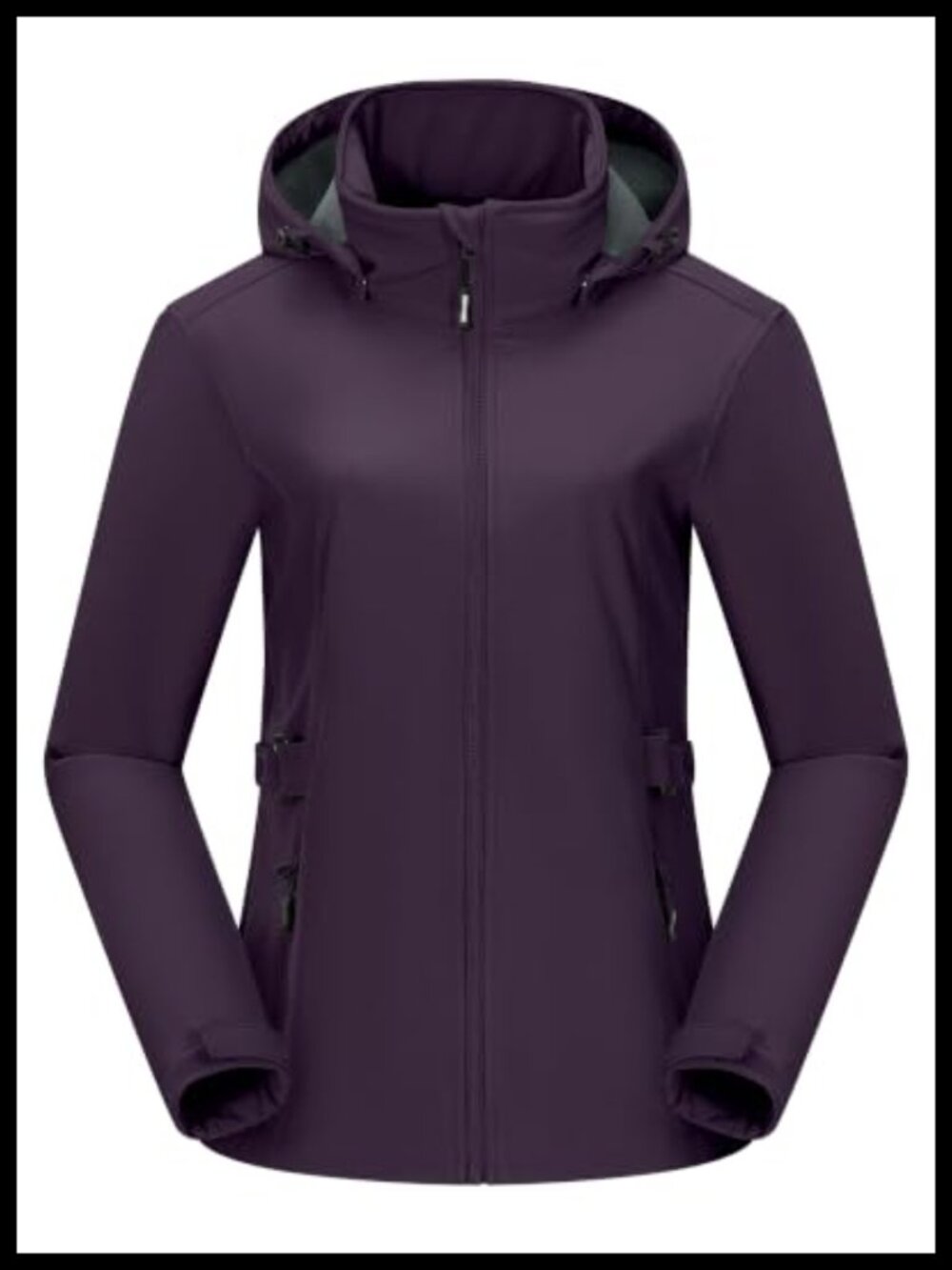 Women's Waterproof Fleece Lined Hiking Rain Jacket Windbreaker Removable Hood
